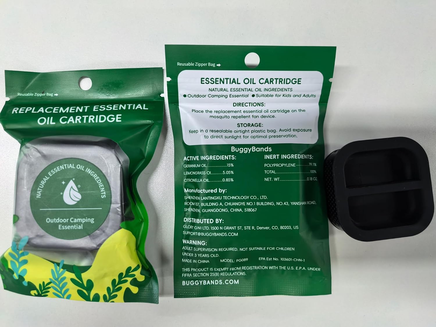 BuggyBands Outdoor Essential Oil Refill Cartridges – 4 Pack – Plant-Based Botanical Aroma Refills for Portable Diffuser Devices – DEET-Free – Natural Outdoor Fragrance for Patio & Camping