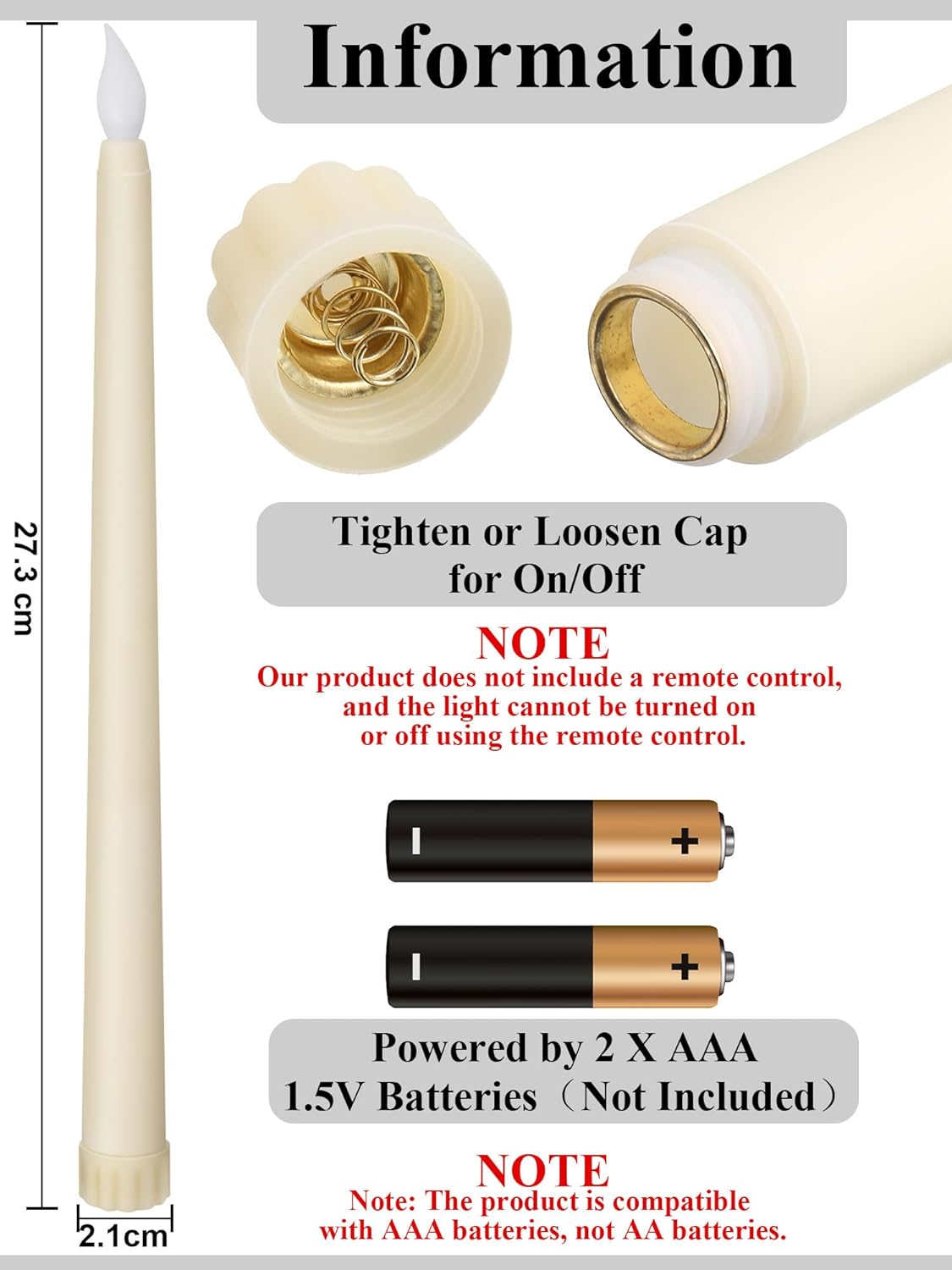 Treela 24 Pcs Flameless Taper Candles Battery Operated Bulk Fake Candles Light LED Candle Sticks Flickering Tapered for Easter Wedding Anniversary Decoration(Basic,11 Inch,Ivory)