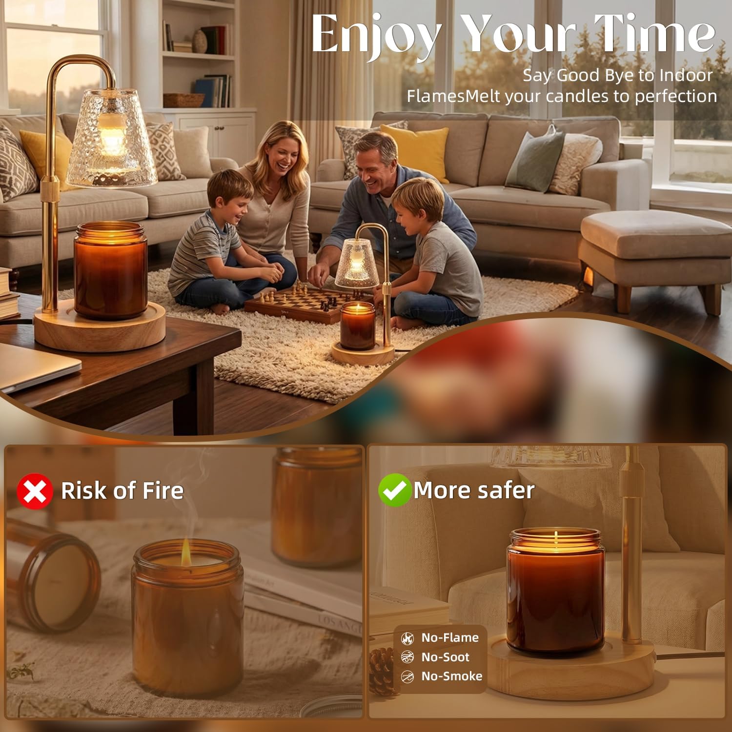 Glimra 2 Pack Candle Warmer Lamp with Timer,Dimmable Adjustable Height Candle Heater Birthday Gifts for Women Mom Sister Friends,House Warming Gifts New Home Candle Lamp Warmer with 4 Bulbs