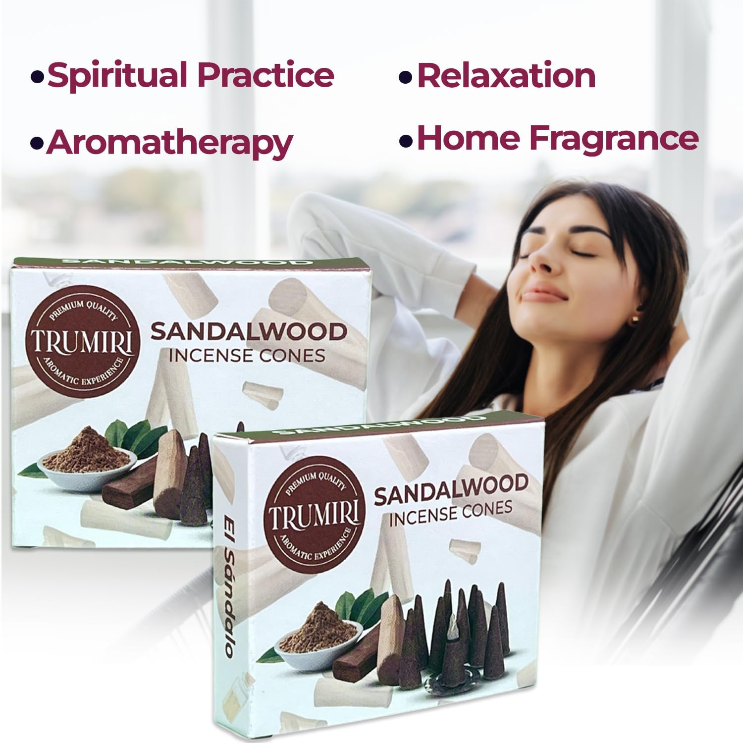 TRUMIRI Sandalwood Incense Cones - Total 20 Cone Incense - Dual Pack of 10 Insence Cones - Incense Cones Scented - Cone Incense Scents - Insense Cones - Incent Cone