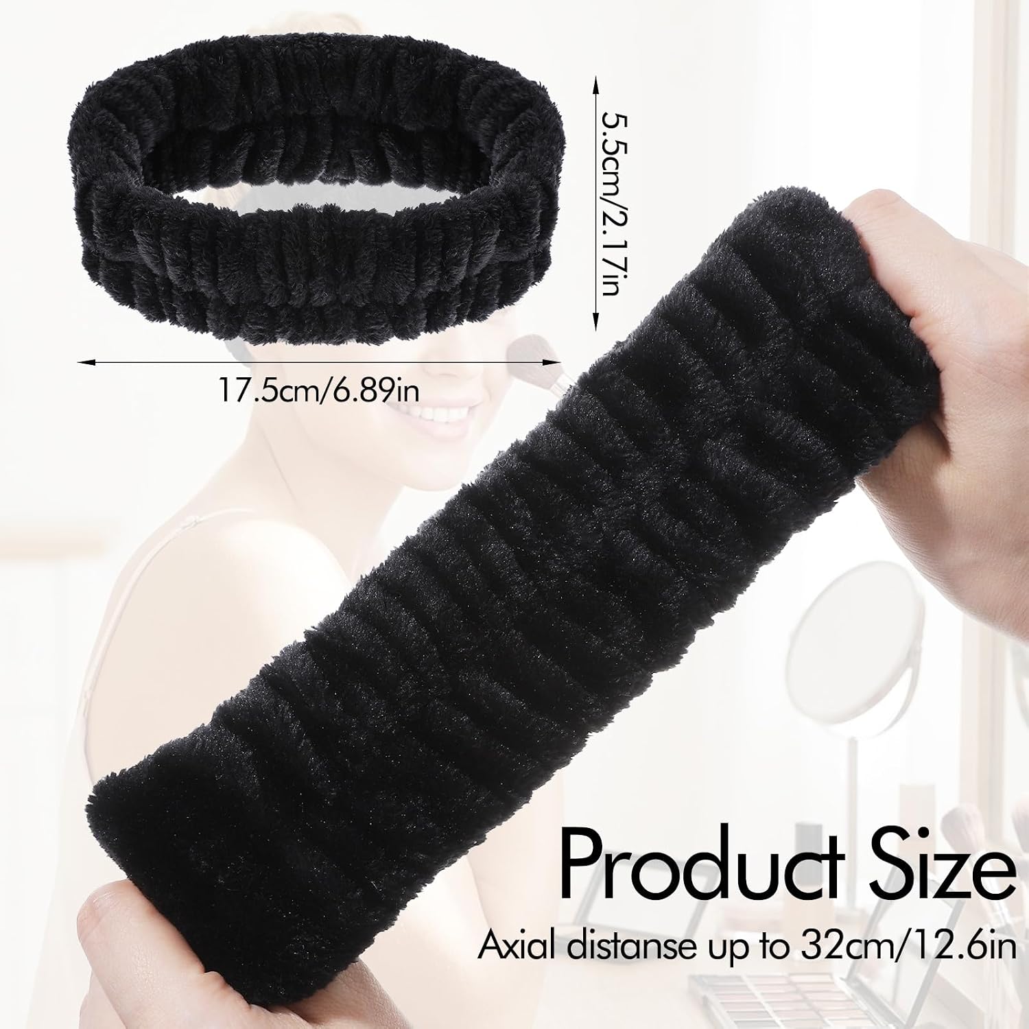 Ouligay 2PCS Face Washing Headband Spa Headbands for Skincare Hair Band Soft Facial Makeup Headband for Shower Mask Yoga Sports Exercise Gift for Women and Teens