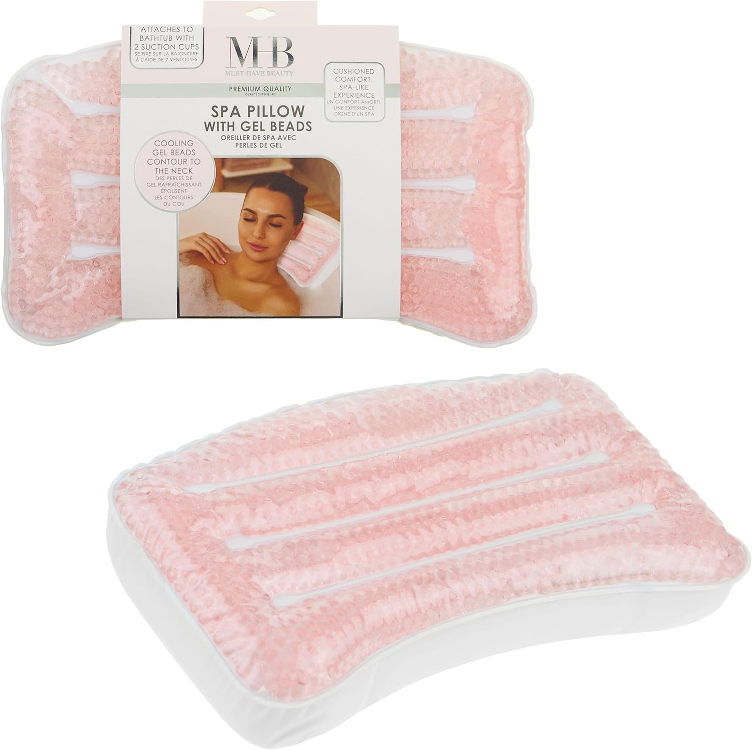 Glitter Gel Spa Pillow - Cooling Bathtub & Hot Tub Relaxation Cushion | Neck & Head Support Bath Pillow. Luxury Bath Products & Spa Accessories for Women - Ultimate Comfort