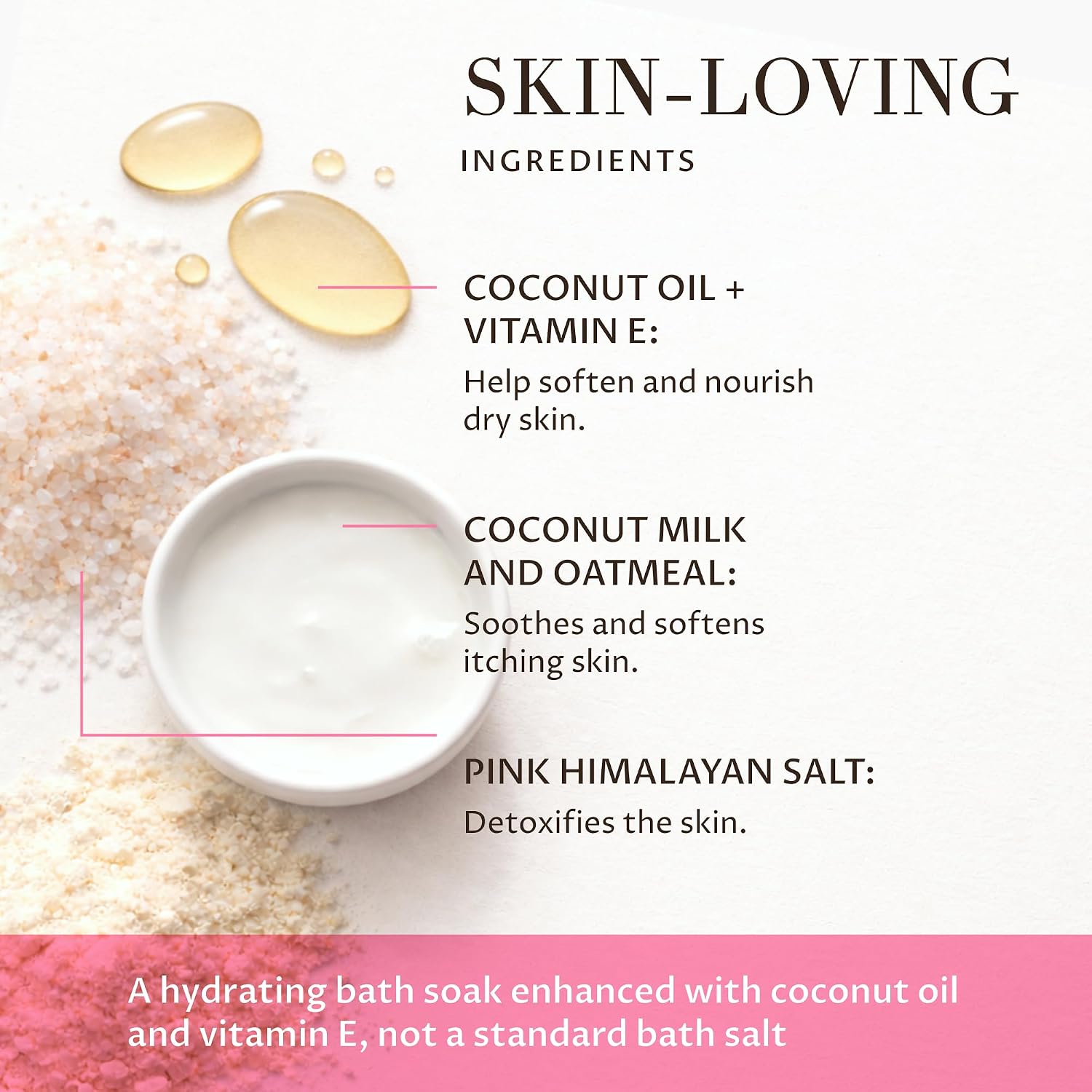 Coco Escape Coconut and Vanilla Aromatherapy Bath Soak, Relaxation Support, Skin Softening, Hydrating, Mineral-Rich, for Dry Sensitive Skin