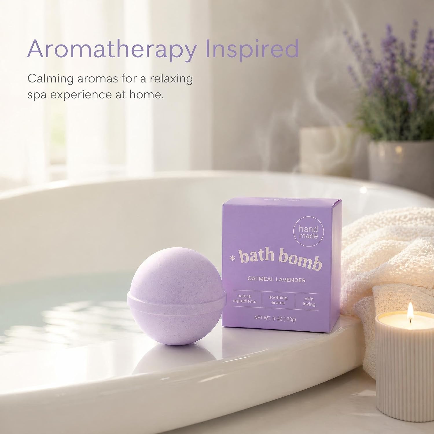 Unboxme Gifts Bath Bombs Gift Set - Large 8 oz Fizzy, Moisturizing Spa Bath Bombs, Relaxing Aromas, Gift Ready - 4 Pack, Lavender