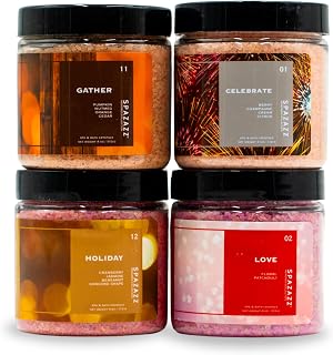 Spazazz Hot Tub Aromatherapy Memories Collection Bath Salts Set Four-4 Oz Pack - Love, Holiday, Celebrate, Gather - Spazazz Hot Tub Crystals and Bath Salts are Oil-Free & Safe for All Spas
