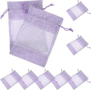 Cabilock 10PCS Empty Lavender Sachet Bags, Linen Organza Pouches for Dried Lavender, Sachet Bags Scented to Fill for Closet and Drawers, Purple - 10x14cm