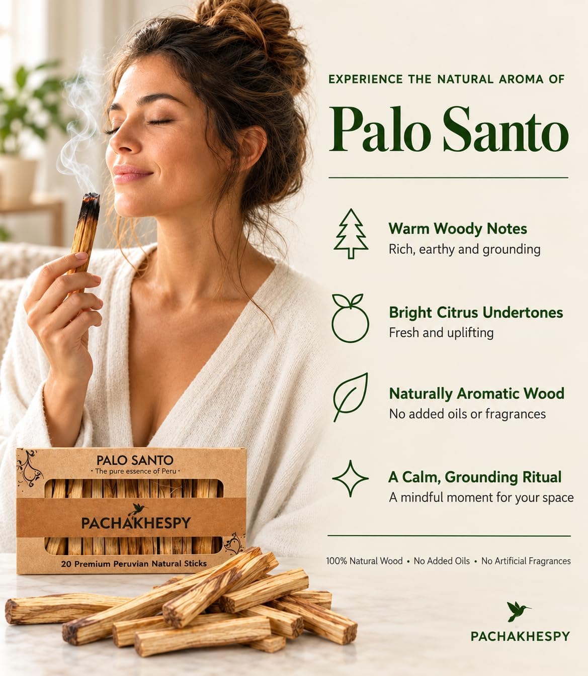 Palo Santo Sticks 20 Pack from Peru Home Fragrance Premium Natural Wood