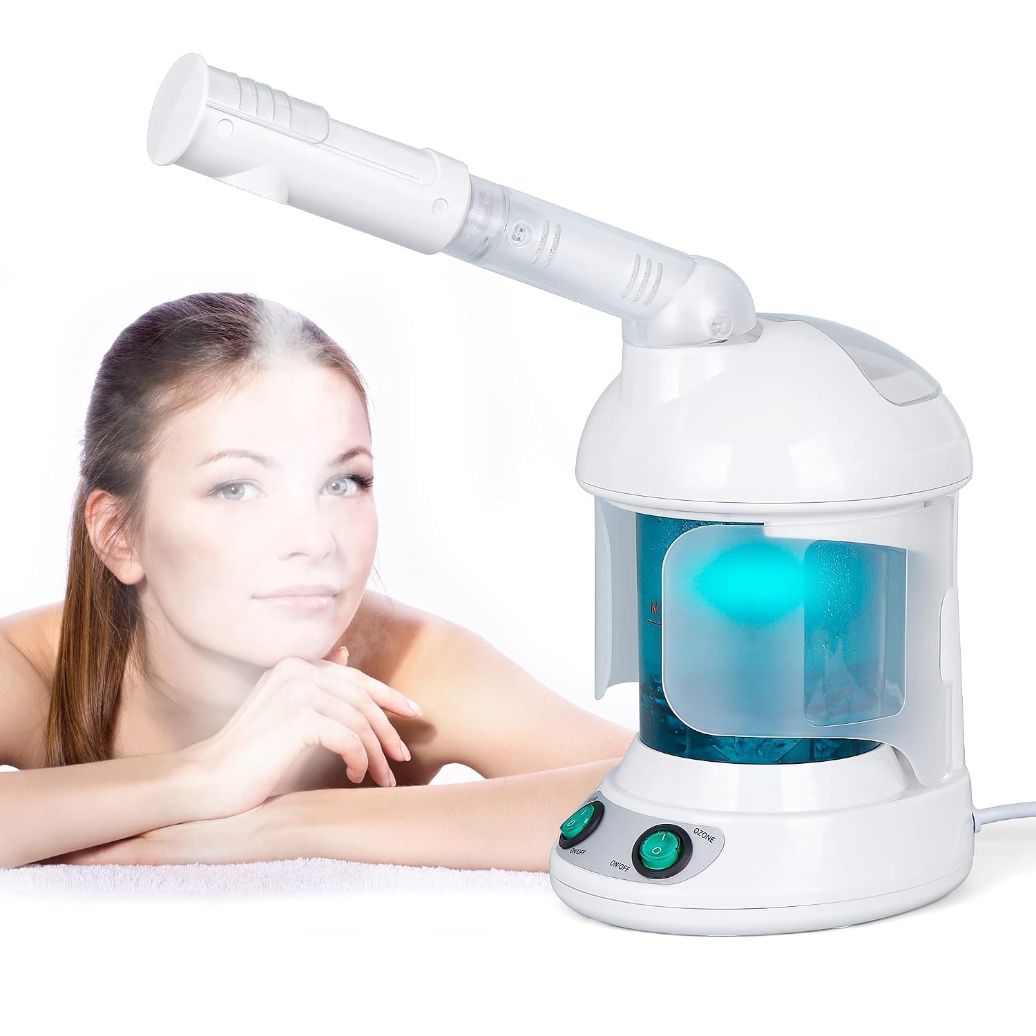 Nova Microdermabrasion Ionic Nano Mist 2 in 1 Hair Face Steamer, 360° Adjustable Steam Hood with Facial Sauna Attachment for Deep Moisturizing Hair Therapy and Skin Care at Home