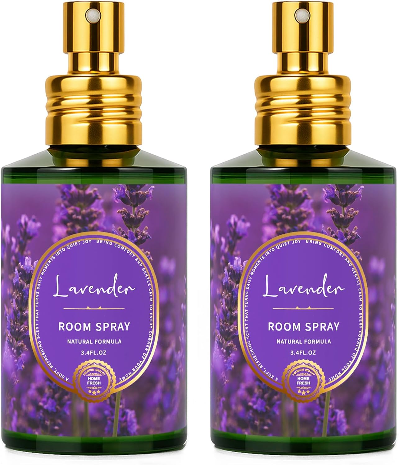 Lavender Room Spray 2 Pack, 3.4oz/100ml Each – Long-Lasting Air Freshener & Odor Eliminator for Home, Bathroom, Bedroom & Office, Concentrated Room Spray
