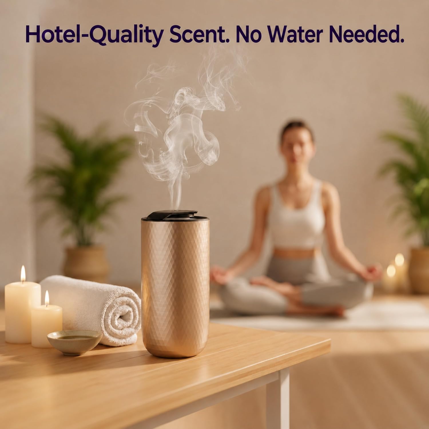 Waterless Essential Oil Diffuser - Cordless Rechargeable Aromatherapy Scent Machine for Home Bedroom Car Office Travel - 3 Mist Levels, 4 Timer Modes, 24-Hour Battery
