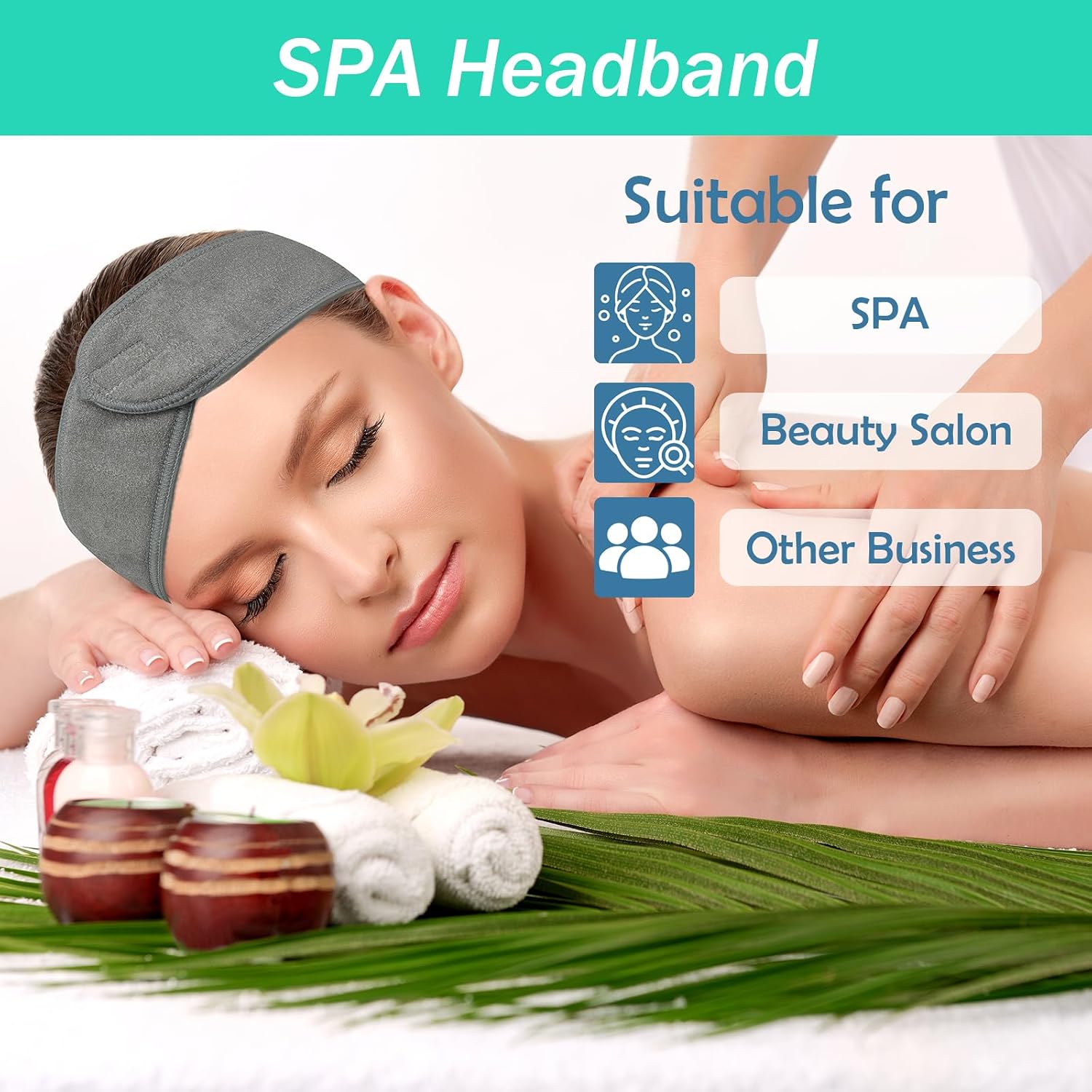 3 Pack Facial Spa Headband for Women - Adjustable, Non-Slip Terry Cloth Headband for Washing Face, Makeup, and Shower - Soft and Stretchable Hair Wrap
