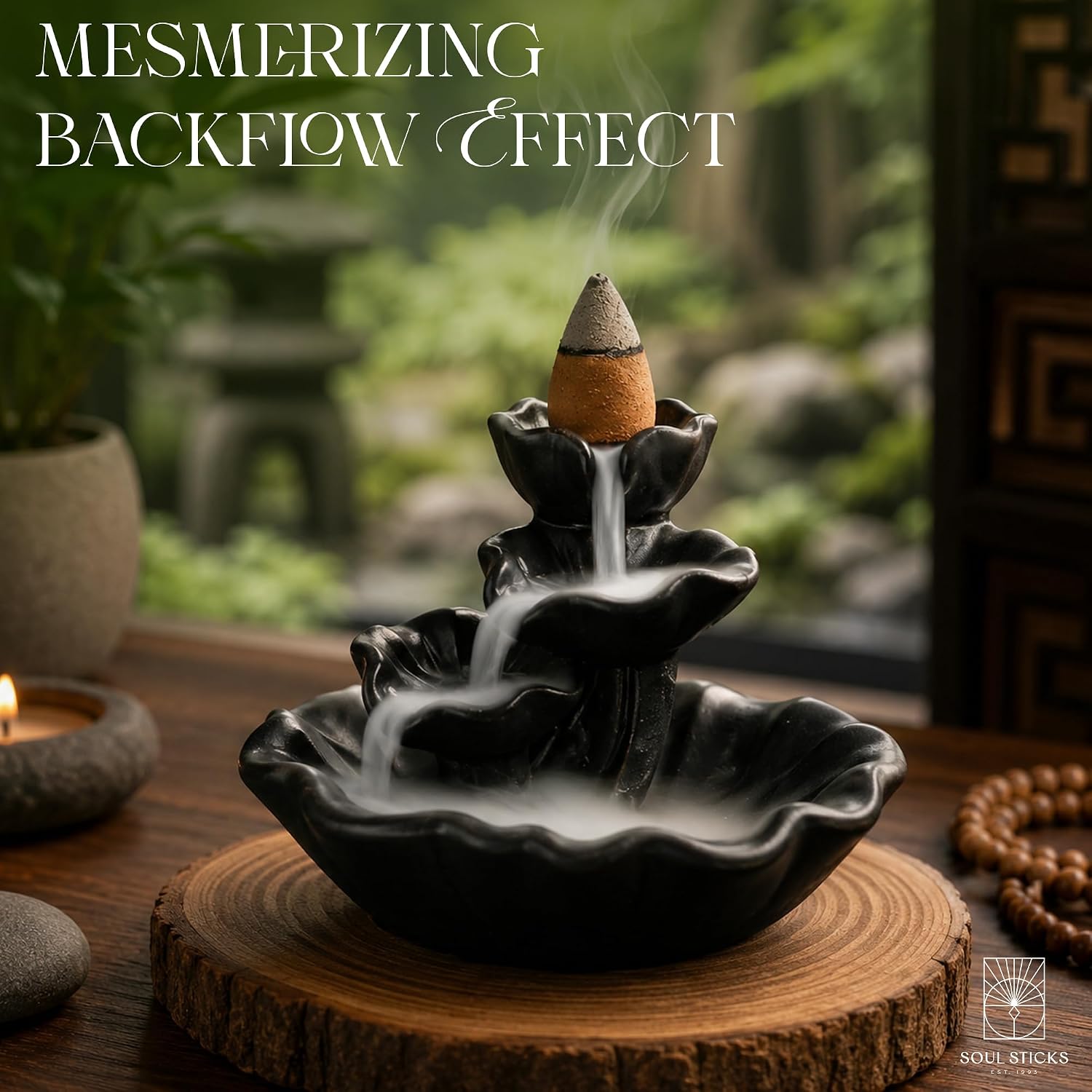 Soul Sticks Backflow Incense Cones – 40 PCS Organic Handmade Cones for Waterfall Burner | 4 Pack Long Lasting Aromatic Scents | Thick White Smoke Incense for Meditation, Spiritual Gift (Dragons Blood)
