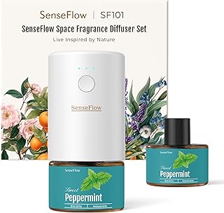 Plug-in Air Freshener for Home, Waterless Essential Oil Diffuser for Bedroom and Bathroom, Non-Toxic Formula for Pets and Nursery, 120 Days Runtime, Refillable Peppermint(Cyan Blue)