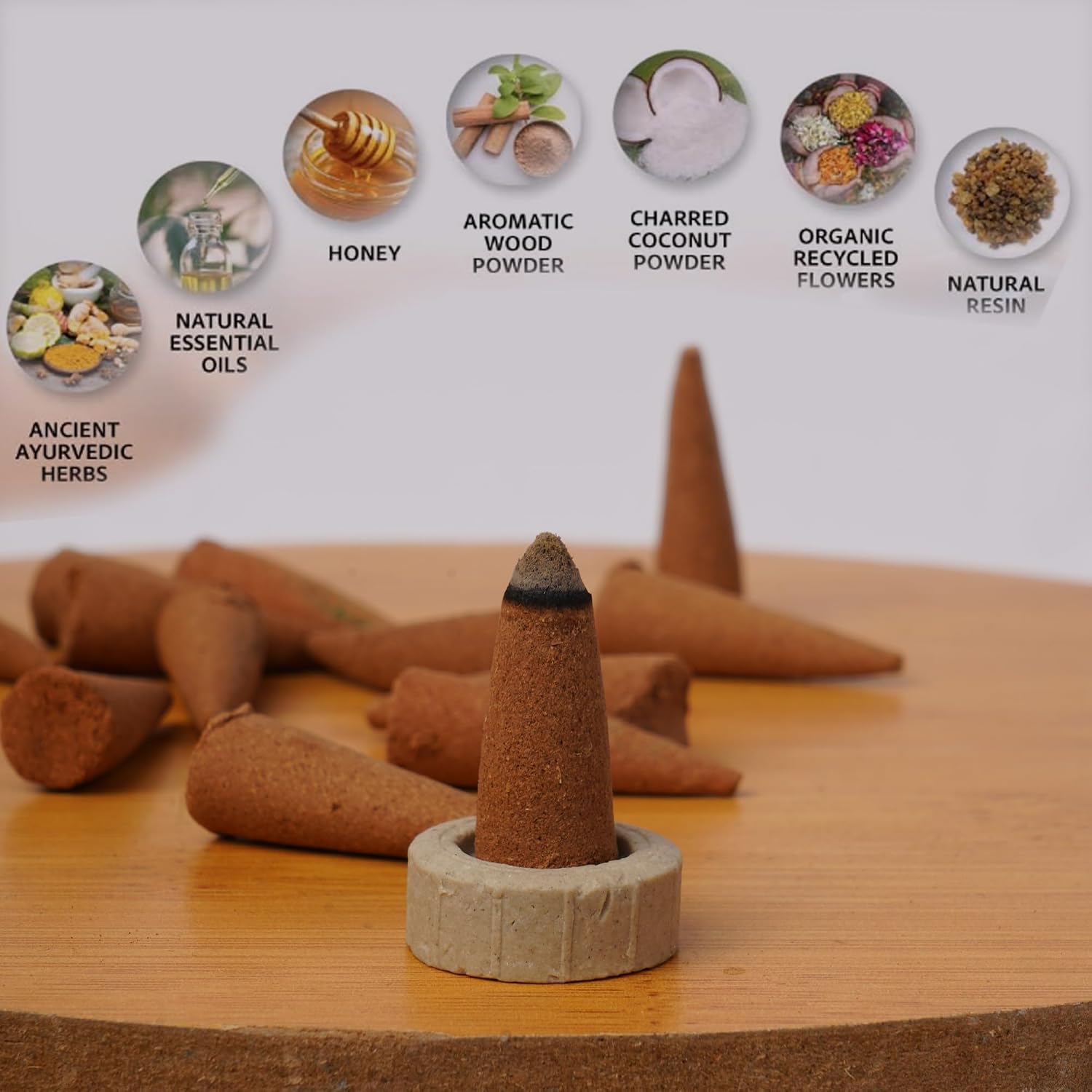 Incense Cones Variety Pack - Veda Collection Samaveda Rigveda Yajurveda Atharvaveda - 80 Natural Hand-Rolled Cones, Organic & NonToxic, Long Burning Aroma for Meditation, Yoga, Relaxation Gift Set