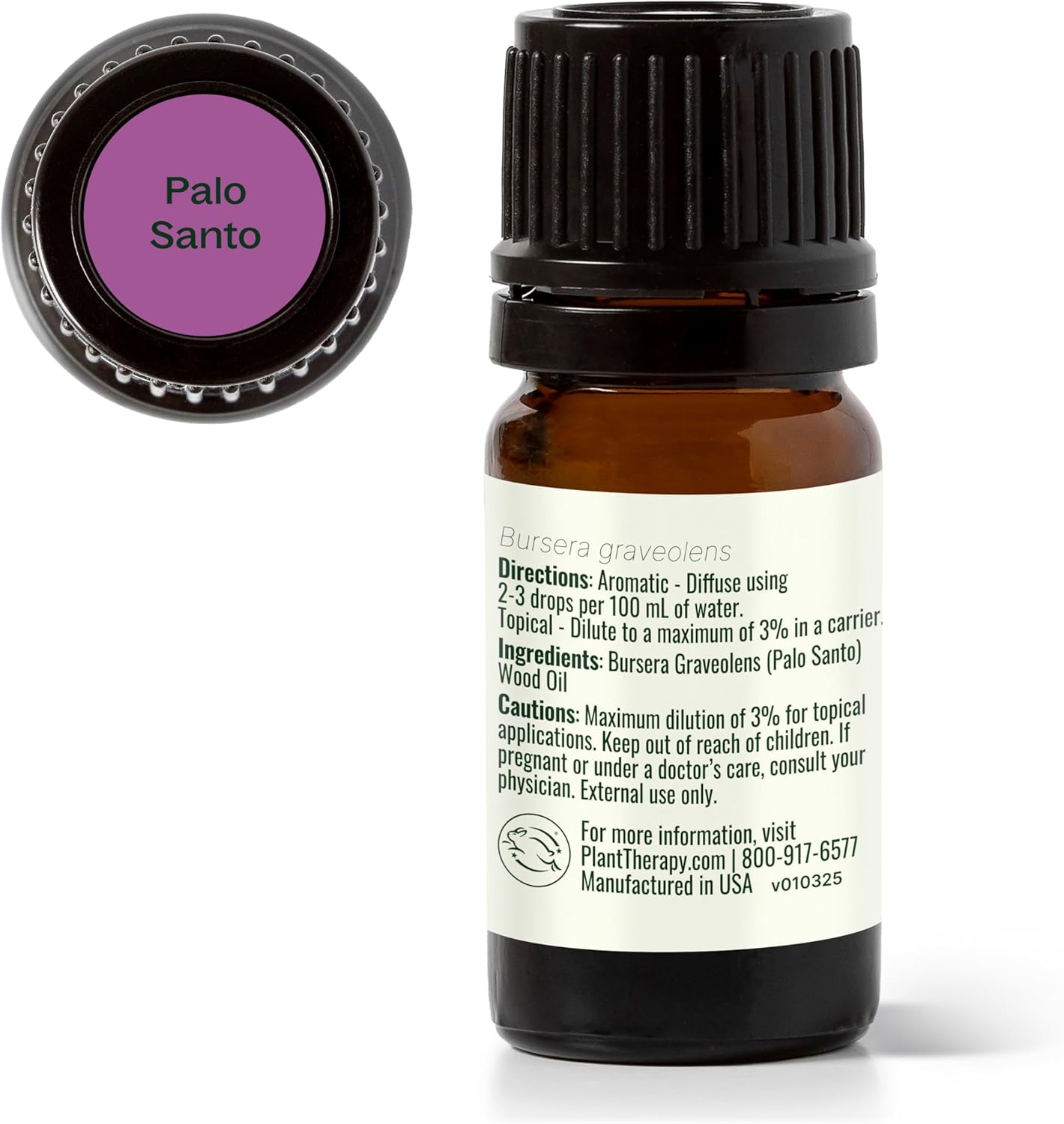 Plant Therapy Palo Santo Essential Oil 5 mL (1/6 oz), 100% Pure, Undiluted, Natural Calming Aromatherapy, Tension Headache, Pain Support