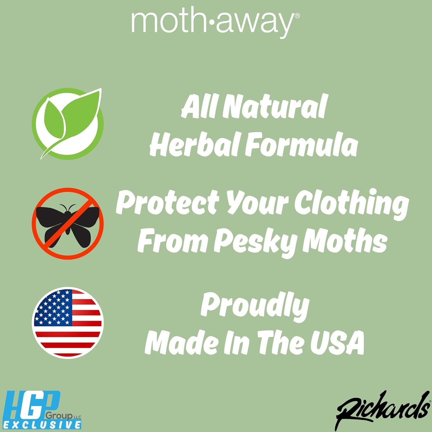 Richards Moth Away Herbal Repellent Sachets – 72 Count Value Pack – 100% Natural Ingredients – Peppermint, Rosemary & Thyme – Non-Toxic Moth Protection for Closets, Drawers & Storage – Made in USA