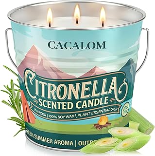 Citronella Candles Outdoor, Large 25oz Citronella Candle for Patio, 3-Wick Soy Wax Natural Candle with up to 65 Hours of Burning time, Summer Outdoor Candles Perfect for Yards, Gardens and Camping