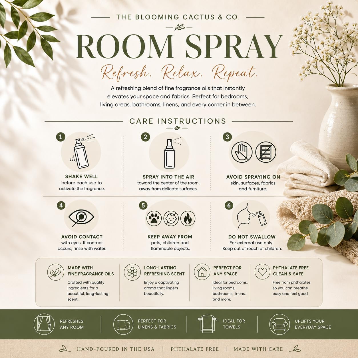 Home | Linen | Room Spray - Air Freshener - Odor Eliminator - Car Air Freshener - Fabric Refresher - Mist Hand Poured - Made in USA – (Scarlet Flame)