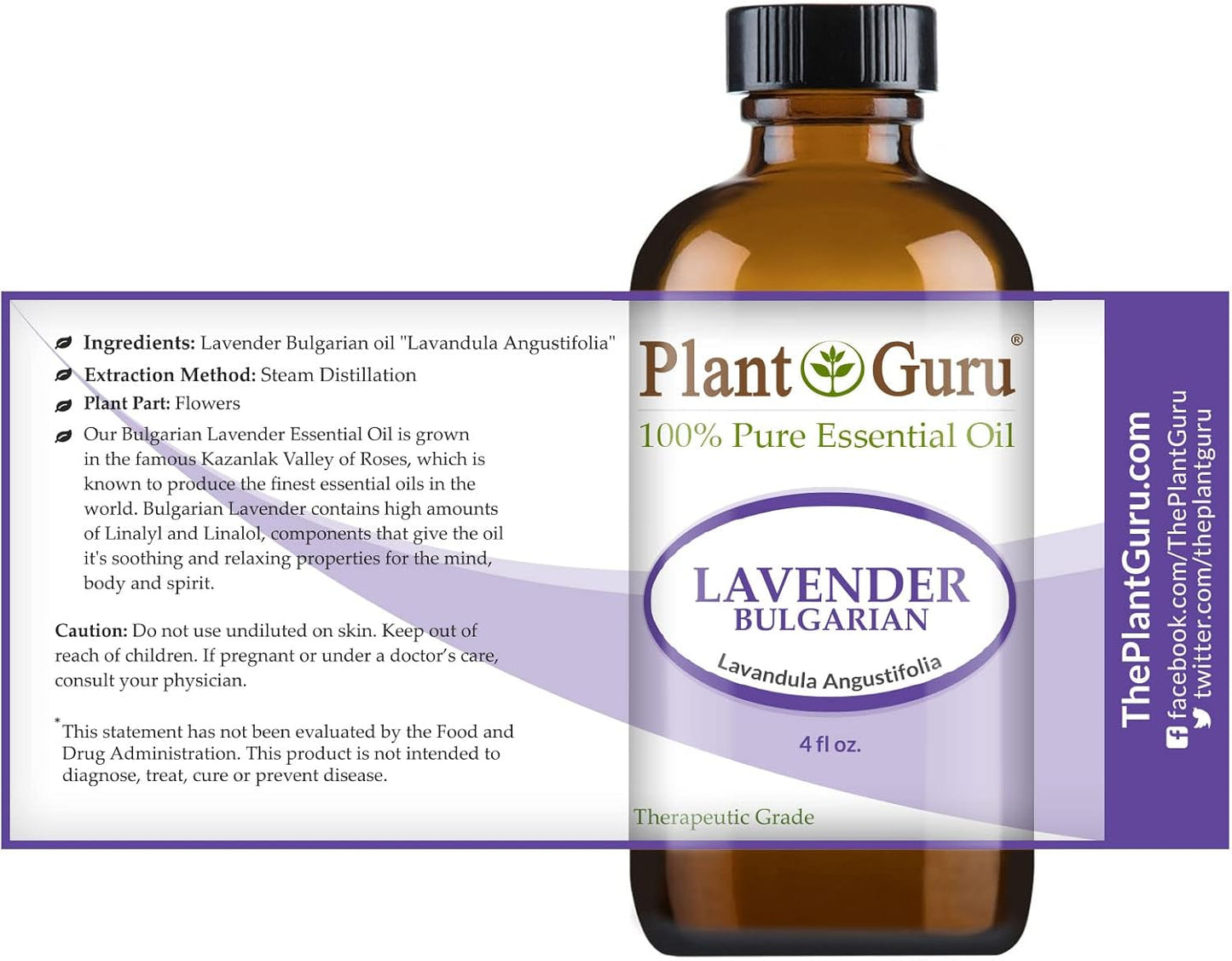Lavender Essential Oil 4 oz (Bulgarian) 100% Pure Natural Undiluted Therapeutic Grade for Skin, Body and Hair Growth, Aromatherapy Diffuser, Great for Relaxation and Calming