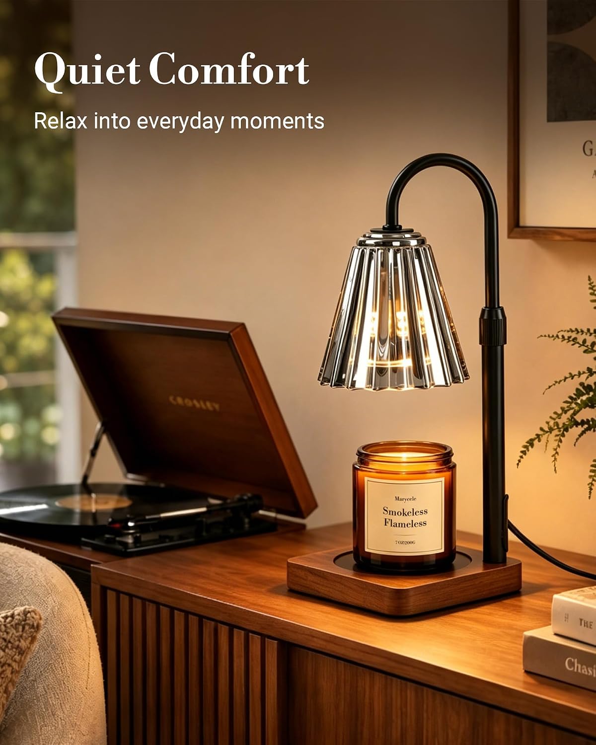 Marycele Vintage Candle Warmer Lamp with Timer Dimmer, Adjustable Height | Vintage farmhouse style with 2 bulbs, adjustable height, timer and dimmer for flameless fragrance in bedroom or home gifts
