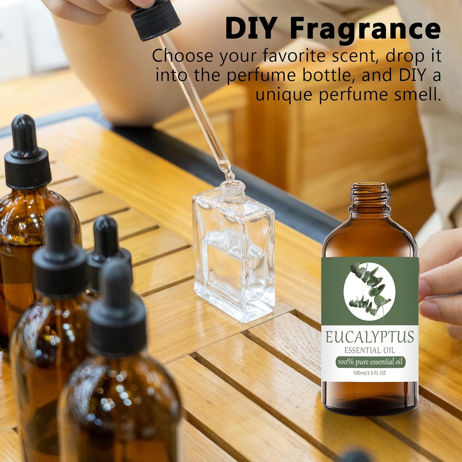Eucalyptus Essential Oil 100% Pure & Natural Organic (3.3 Fl. Oz) for Humidifiers, Skin Care, Massage, Aromatherapy, Premium Delicate Grade with Glass Dropper for Air Freshening, Cleaning, Home