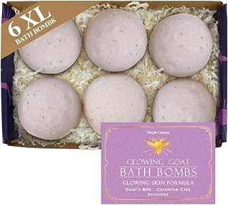 Purple Canyon Glowing Goat Natural Bath Bombs | Skin Moisturizing Goat Milk with Pink Calamine Clay for Sensitive Skin | Fragrance Free Handmade Bath Bombs for Skin Care