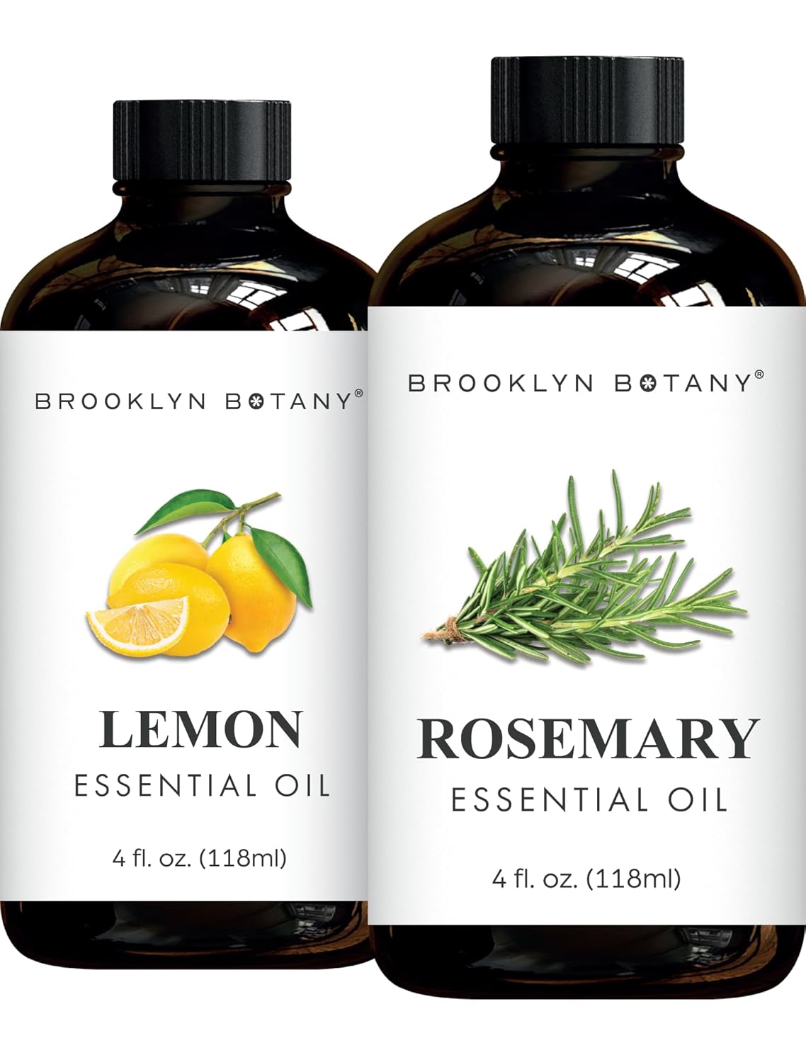 Brooklyn Botany Lemon & Rosemary Essential Oils – 4 Fl Oz (Pack of 2) – 100% Pure & Natural – Refreshing & Clarifying Aromatherapy Blend