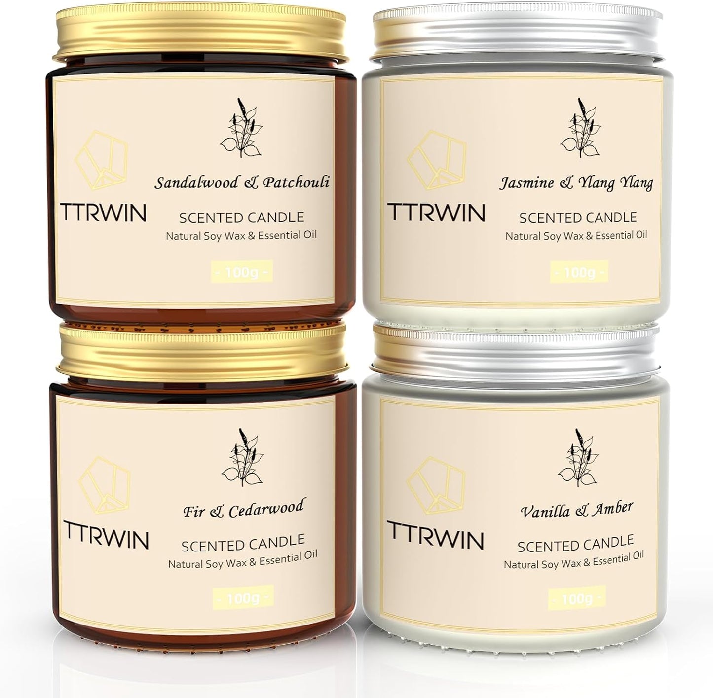 4 Pack Scented Candles for Home Scented Natural Soy Wax, Aromatherapy Candle Gifts Set for Women Men, Jar Candles Set for Home Decoration, Gifts for Birthday Mother's Thanksgiving Day Present