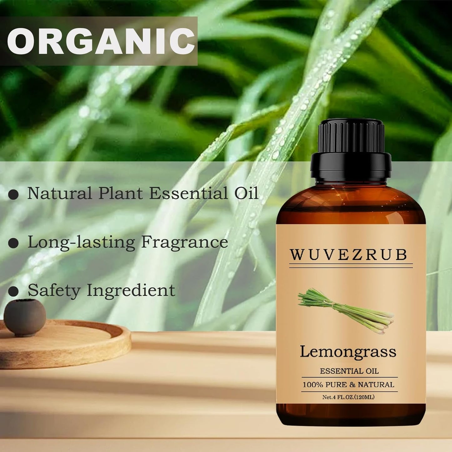 Lemongrass Essential Oils 120ML, 100% Pure and Natural Essential Oil for Aromatherapy Diffuser - 4 Fl Oz/Lemongrass