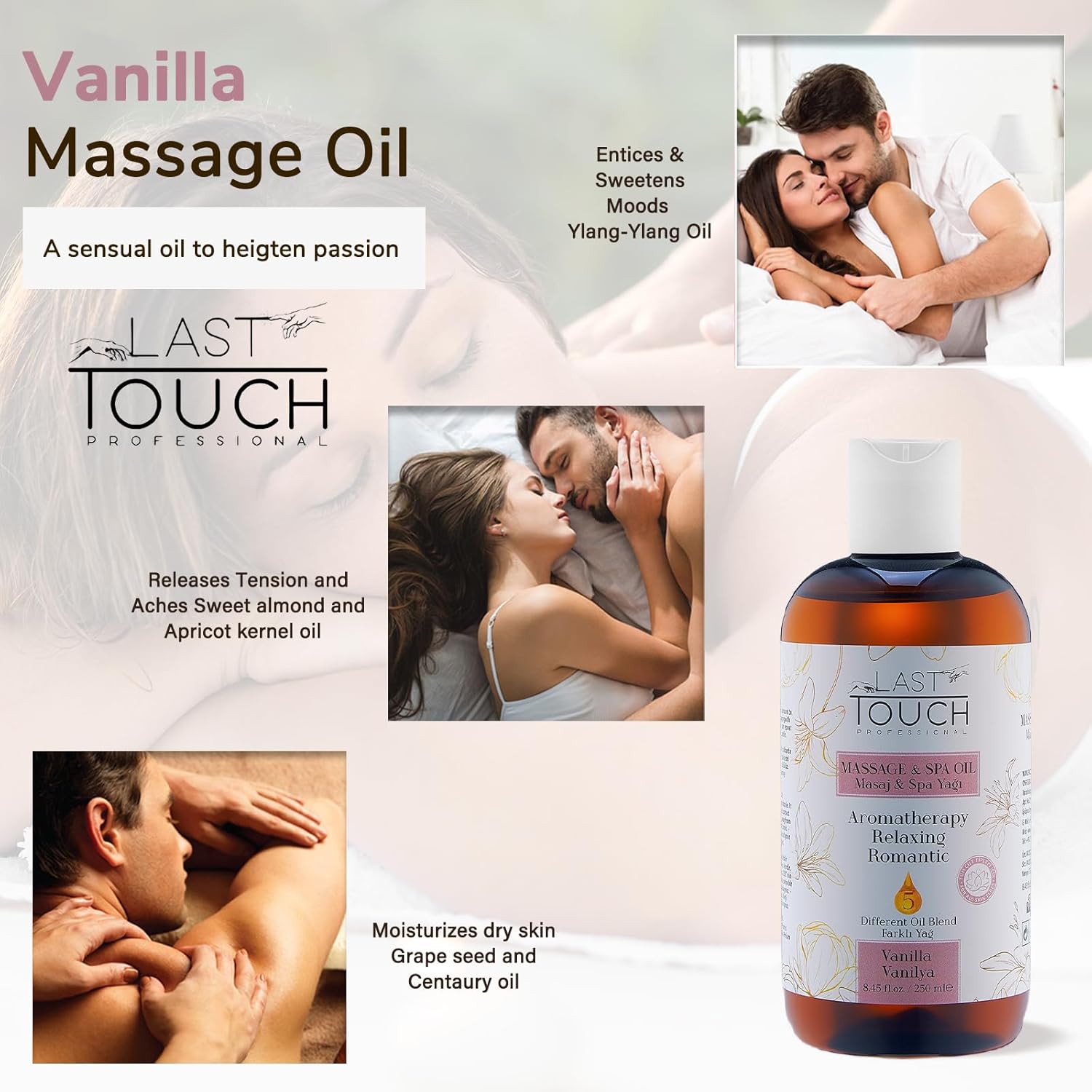 Vanilla Sensual Massage Oil for Couples Sexual - Massage Oils for Date Night - Massage Oil for Massage Therapy - Aromatherapy Oil for Intimate Moments - Aphrodisiac Oil - 8.45 Fl Oz