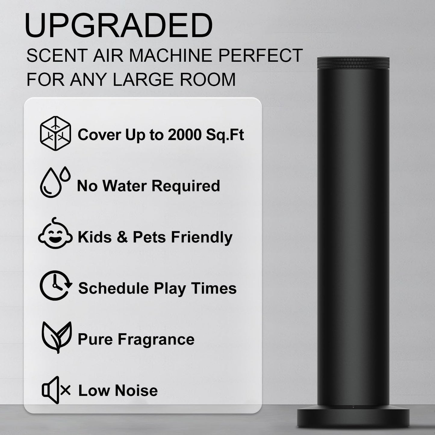 Wireless Hotel Scent Diffuser Starter Kit- Cordless Rechargeable Diffuser for Whole House - Hotel Scents Collection - App Control Waterless Essential Oil Diffuser for Large Room, Studio, Office(Black)