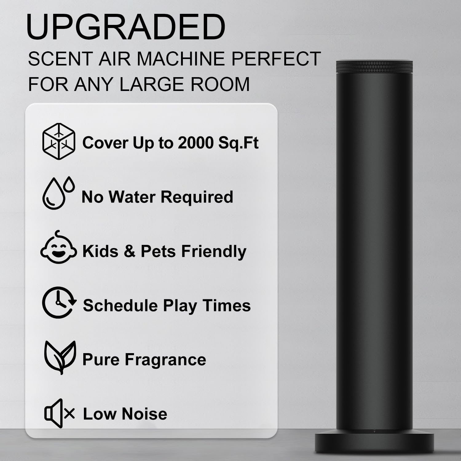 Wireless Hotel Scent Diffuser Starter Kit- Cordless Rechargeable Diffuser for Whole House - Hotel Scents Collection - App Control Waterless Essential Oil Diffuser for Large Room, Studio, Office(Black)