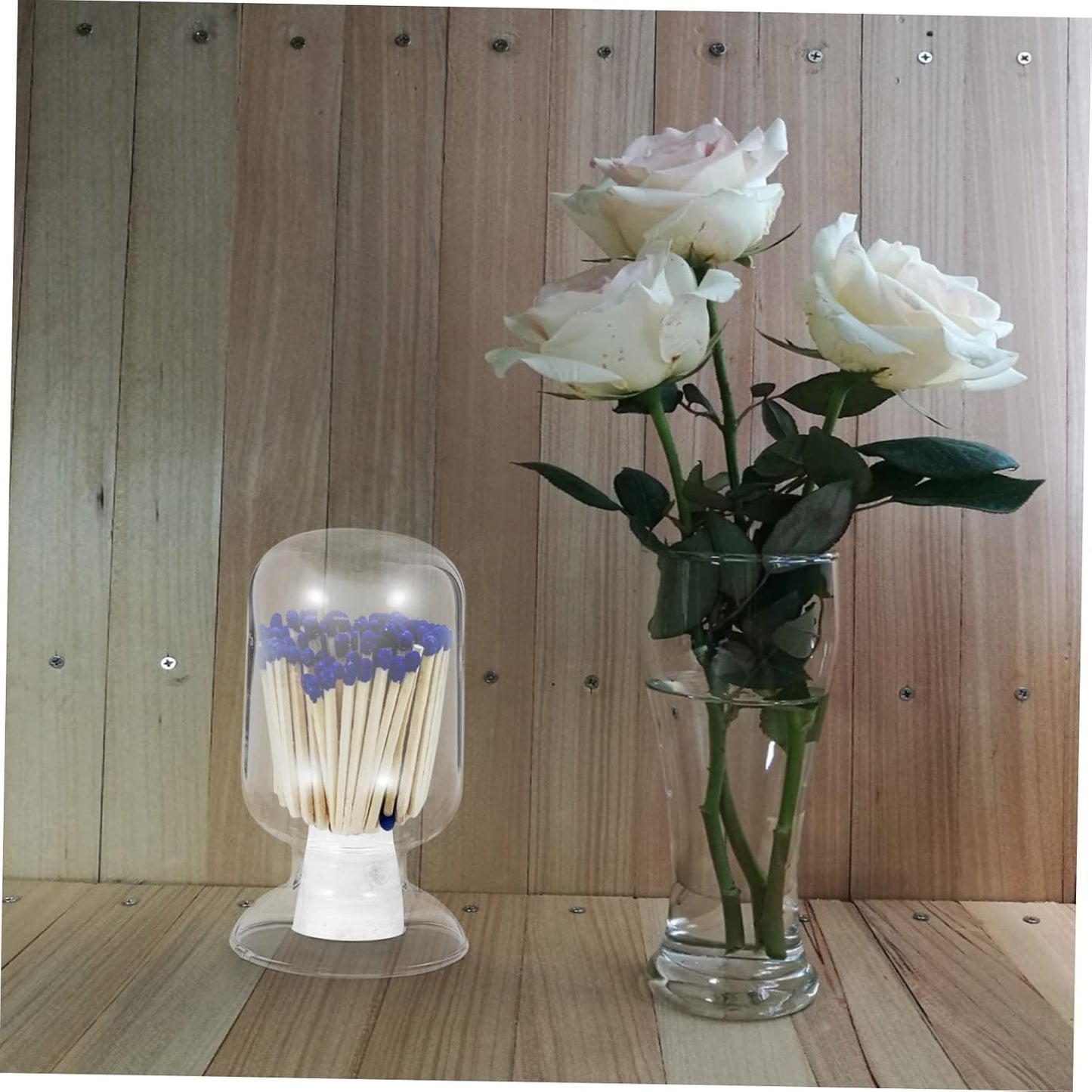 Glass Match Holder Jar Handcrafted Cloche Bottle for Decorative Storage of Matches Elegant and Compact Design for Gifts and Home Decor