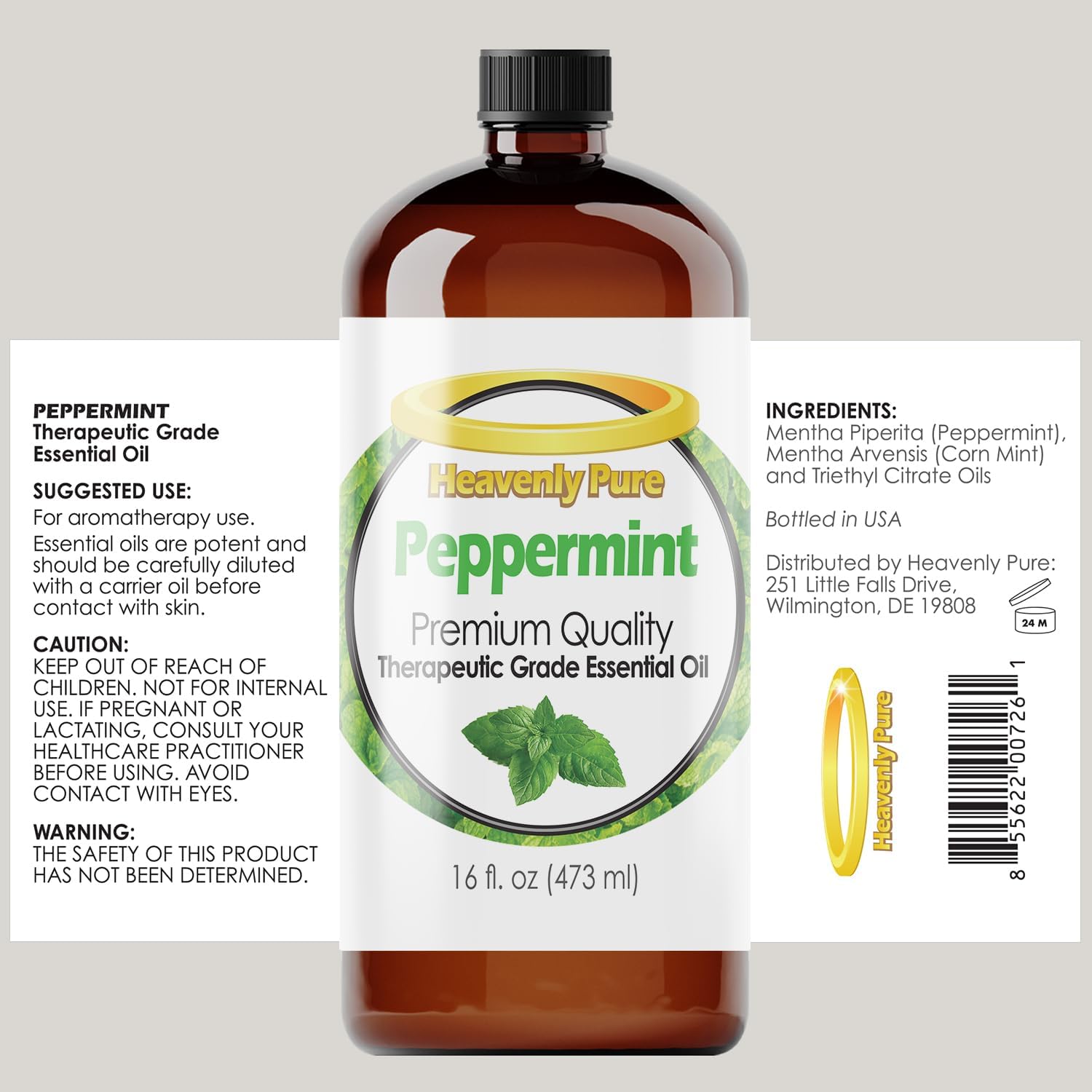 Heavenly Pure Peppermint Essential Oil (16 OZ Bulk) – Natural Sweet Mint Aroma – Peppermint Aromatherapy Oil