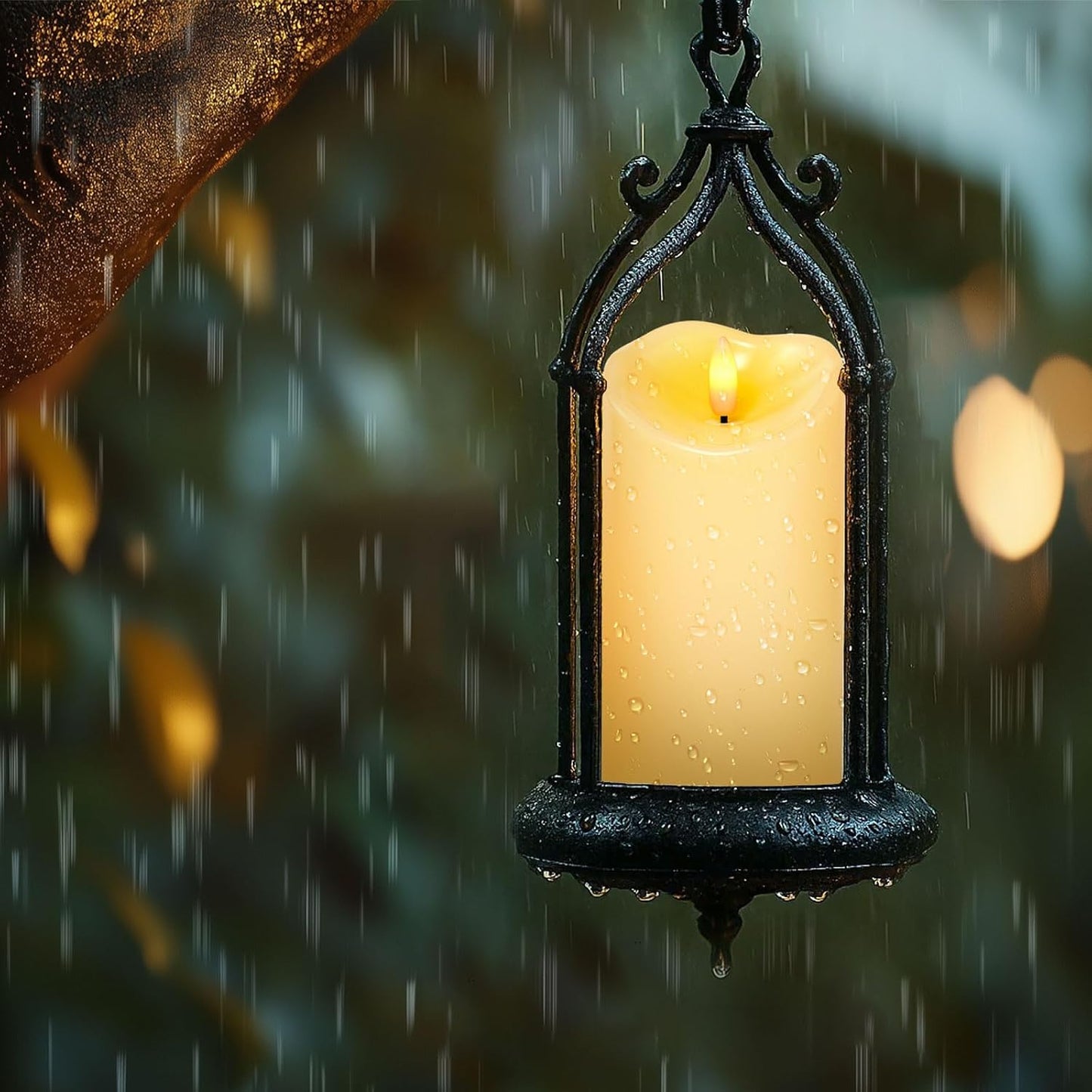 Amagic IP65 Waterproof Outdoor Flameless Candles with Remote, LED Candles Battery Operated with Timer, Flickering Fake Pillar Candle for Outside Patio Yard Decor, Dark Ivory, D3 X H4 5" 6" 8" 8"