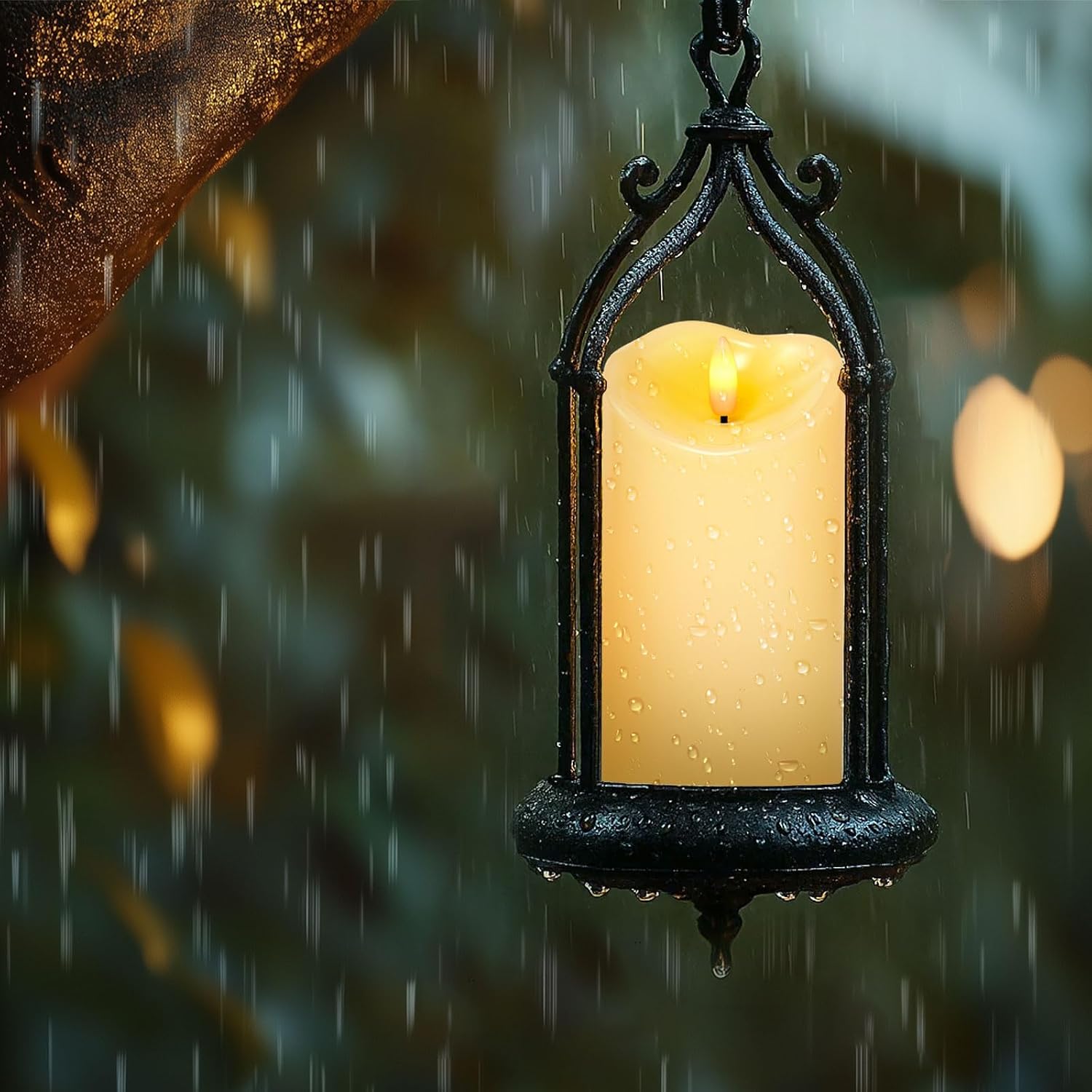 Amagic IP65 Waterproof Outdoor Flameless Candles with Remote, LED Candles Battery Operated with Timer, Flickering Fake Pillar Candle for Outside Patio Yard Decor, Dark Ivory, D3 X H4 5" 6" 8" 8"