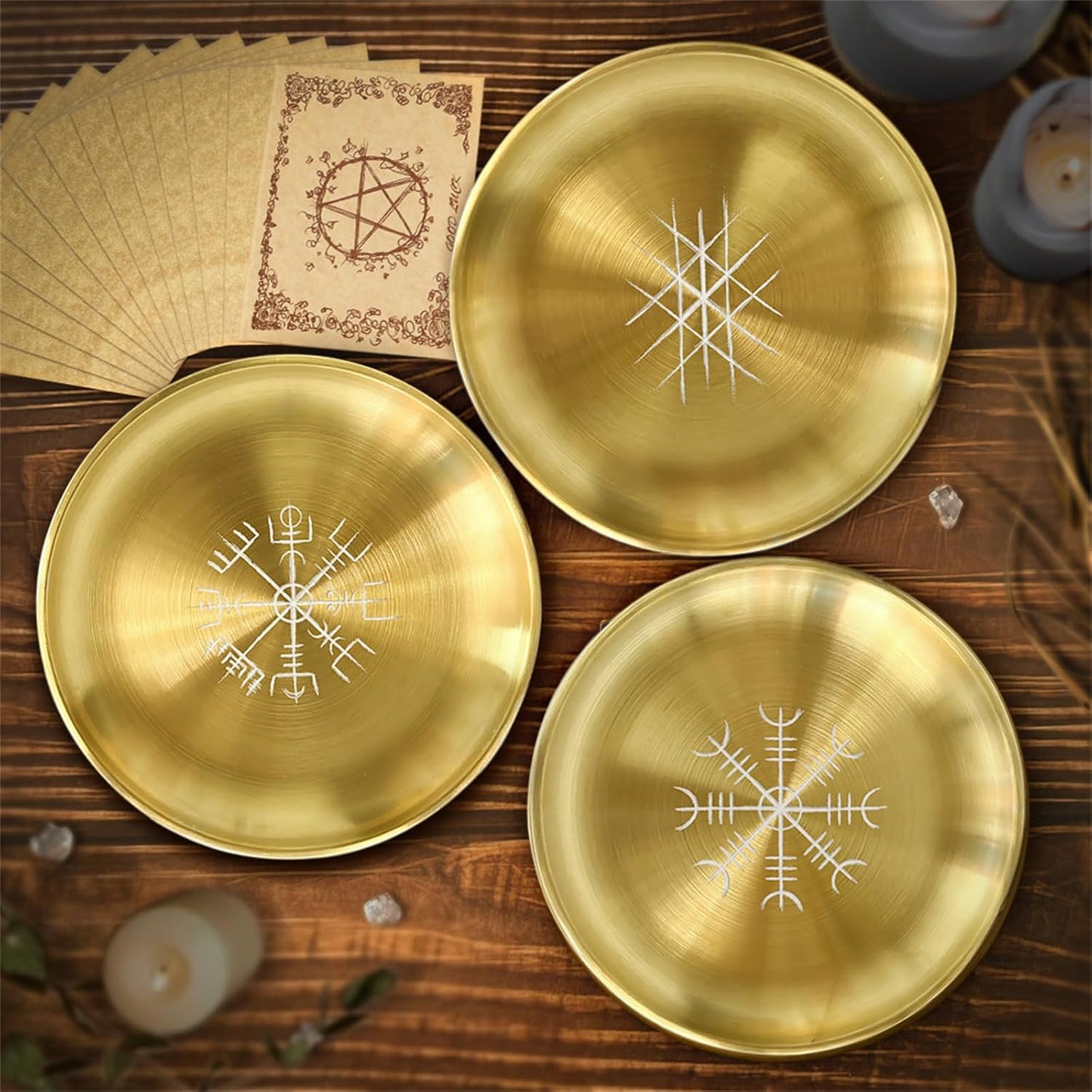 Candlestick Round Plate Pagans Ritual Tray Holder Incenses Burners Home Decoration Jewelry Crystal Storage Tray Jewelry Crystal Storage Trays Organizers