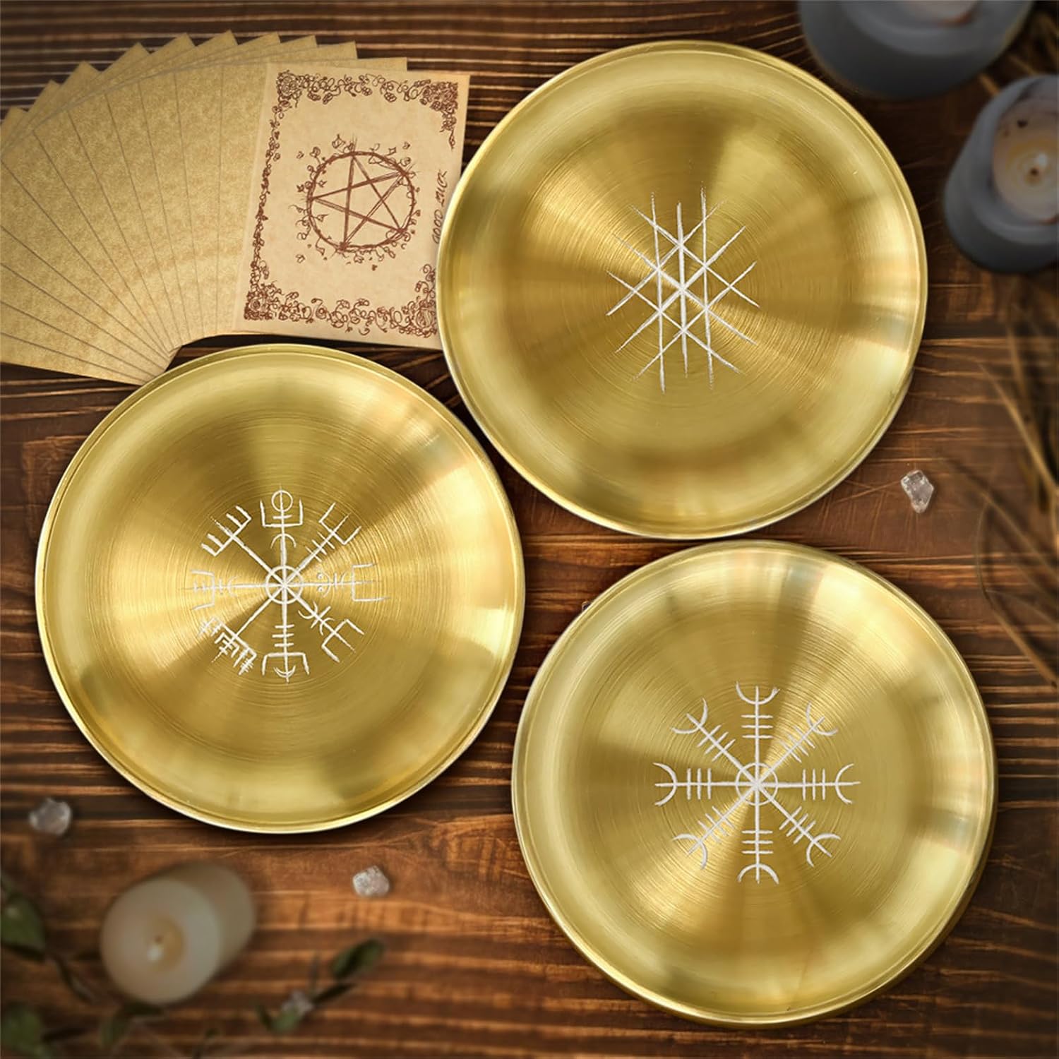 Candlestick Round Plate Pagans Ritual Tray Holder Incenses Burners Home Decoration Jewelry Crystal Storage Tray Jewelry Crystal Storage Trays Organizers