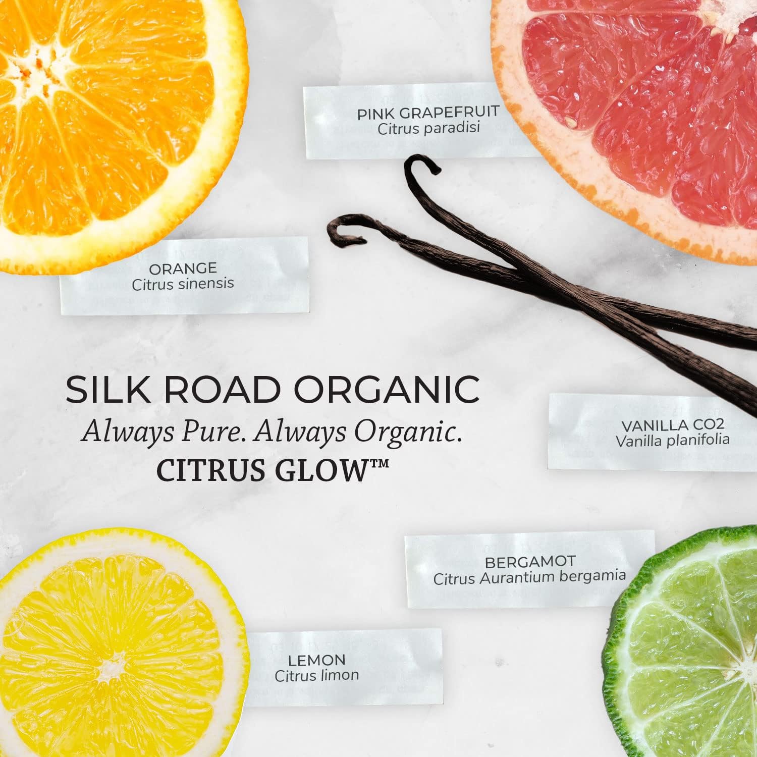 Silk Road Organic Citrus Glow Essential Oil Revive Blend for Stress, Energy & Focus | USDA Certified Citrus & Vanilla - 10 ml Dropper