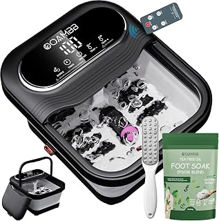 OOAMBB Collapsible Foot Spa with Heat, Bubble, Temp Control, Remote, Foot Bath Massager with XL Touch Screen and Massage Rollers, Foot Soaking Tub, Pedicure Foot spa for Stress Relief (Black+Green)