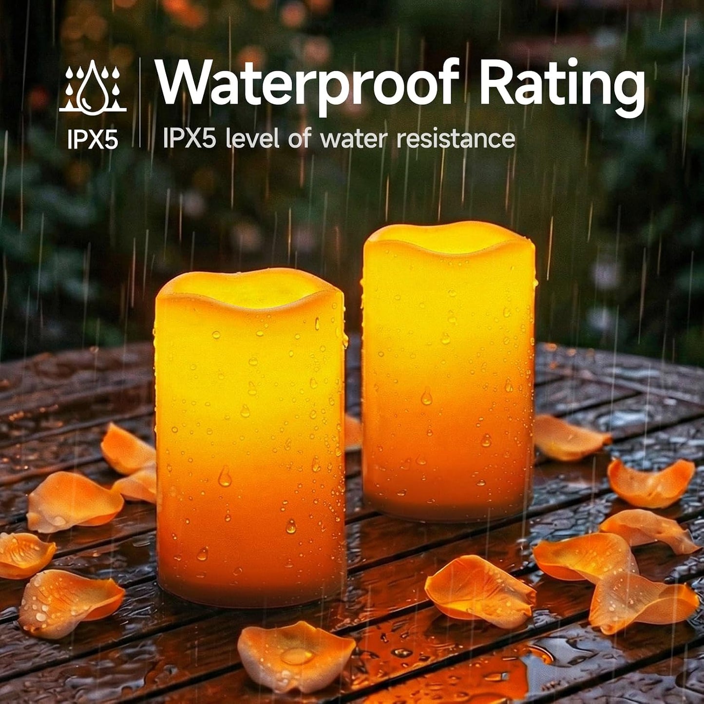 Homemory 4"x6" Large Solar Candles Outdoor Waterproof, Dusk to Dawn, Solar Powered Flameless Candles for Outdoor, Lanterns, Set of 2