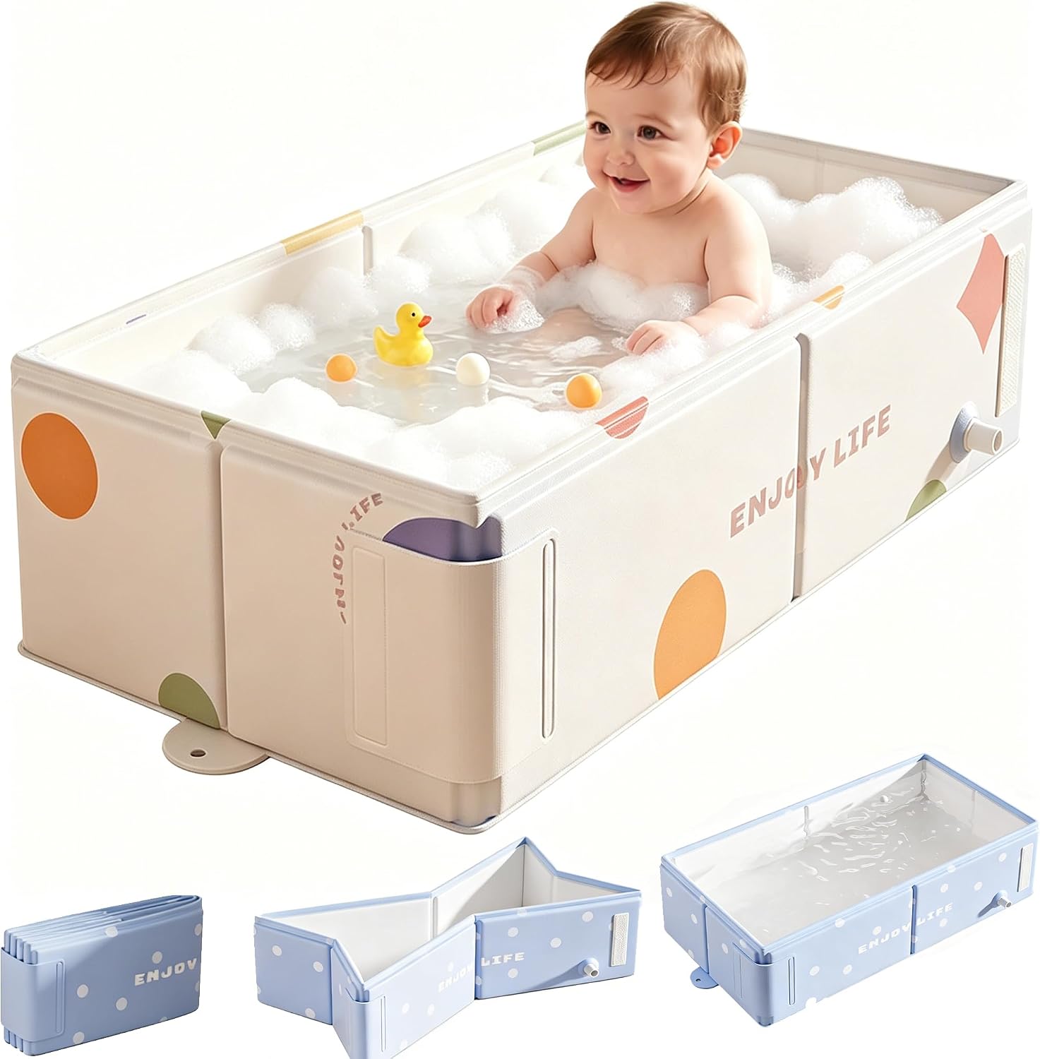 Foldable Bathtub30" Foldable Collapsible tub Portable Bathtub for Bathroom Folding SPA Tub for Shower Stall, Ideal for Small Spaces - Effortless Folding Tub (Blue)
