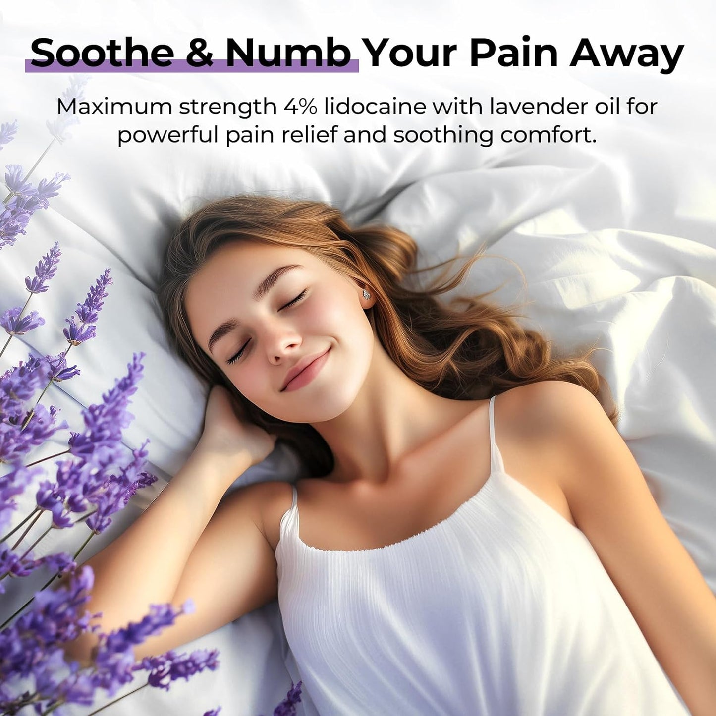 AUVON Max Strength Lidocaine Pain Relief Roll-On with Lavender Essential Oil, No Mess Applicator, Quick Absorbing to Numb & Soothe Pain Relief for Knees, Shoulders, 2.5 Oz, 2 Packs