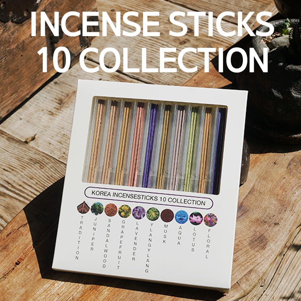 Incense Sticks, 10 Scents Collection, Korean Incense Stick, Over 90% Natural Scents, Vegan, Premium Quality