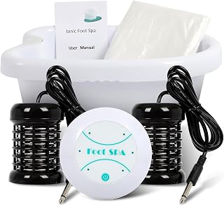 FAHKNS Foot Detox Machine, Professional Detox Foot Spa, Ionic Foot Spa Detox Machine with 2 Arrays, 50 Foot Soaking Bags, 1 Small Spoon, Improve Sleep/Relieve Stress/Detox Cleanse