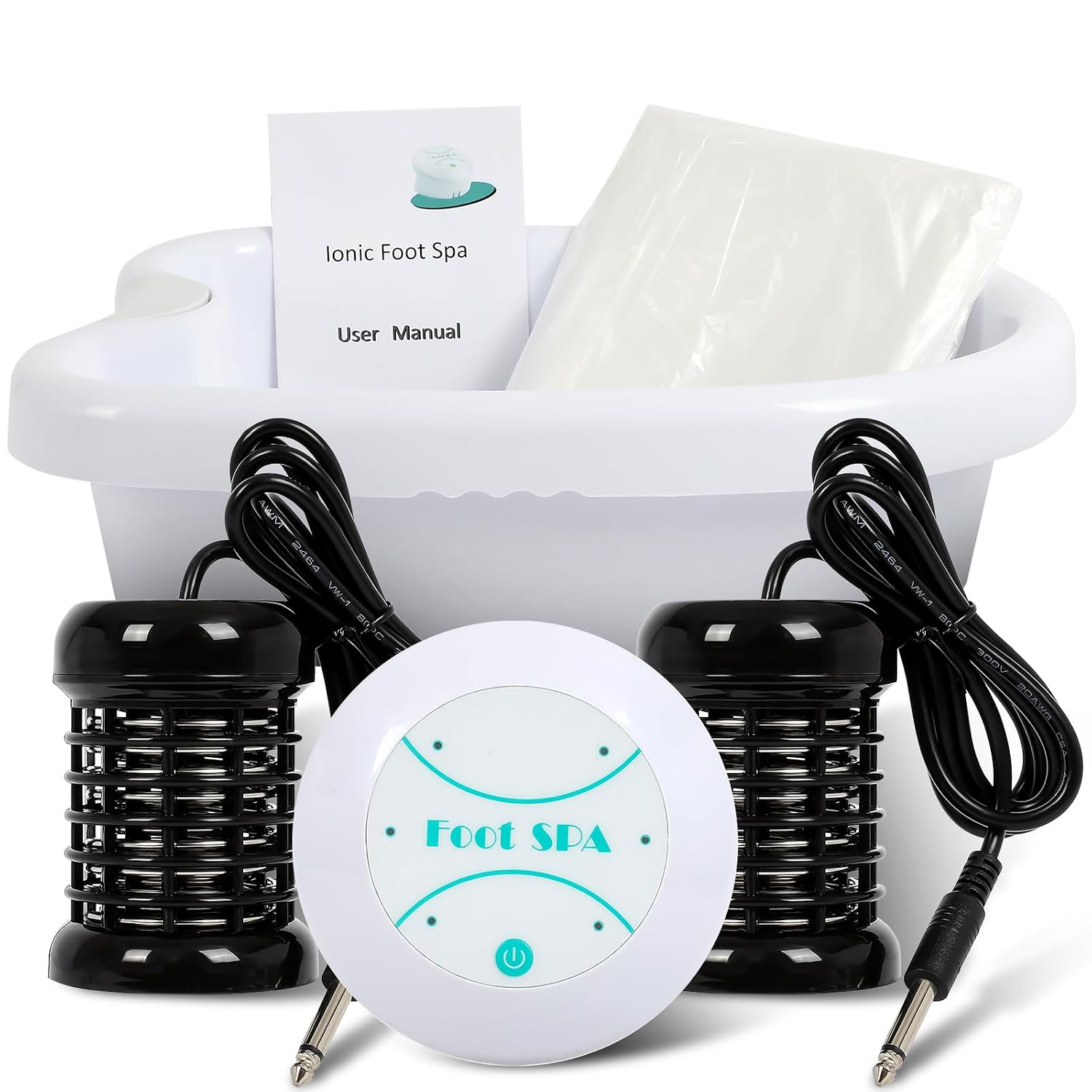 FAHKNS Foot Detox Machine, Professional Detox Foot Spa, Ionic Foot Spa Detox Machine with 2 Arrays, 50 Foot Soaking Bags, 1 Small Spoon, Improve Sleep/Relieve Stress/Detox Cleanse