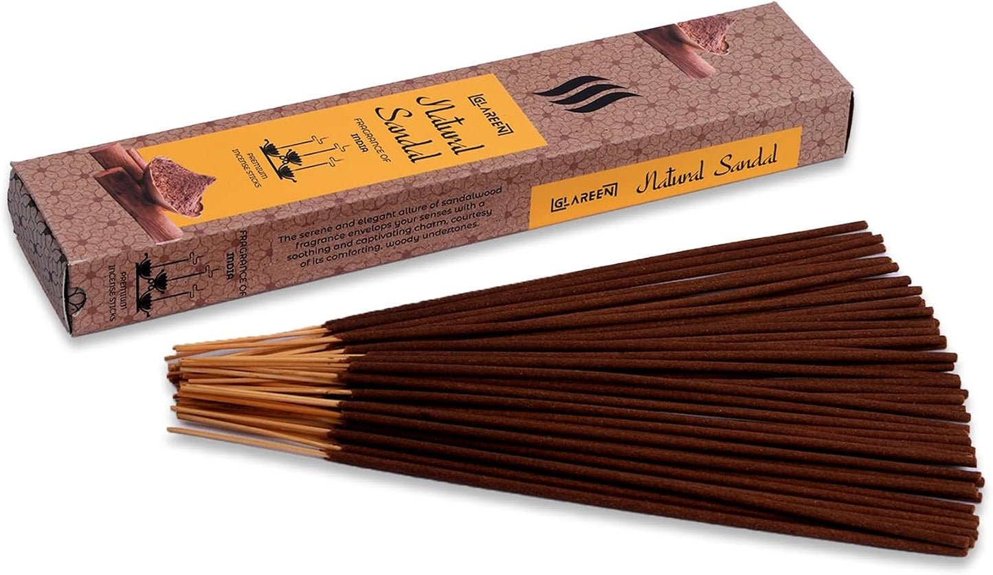 Natural Sandal Harmony: Pure Sandalwood Agarbatti Incense Sticks (Pack of 50) | Embrace Tranquility with Every Scented Breath