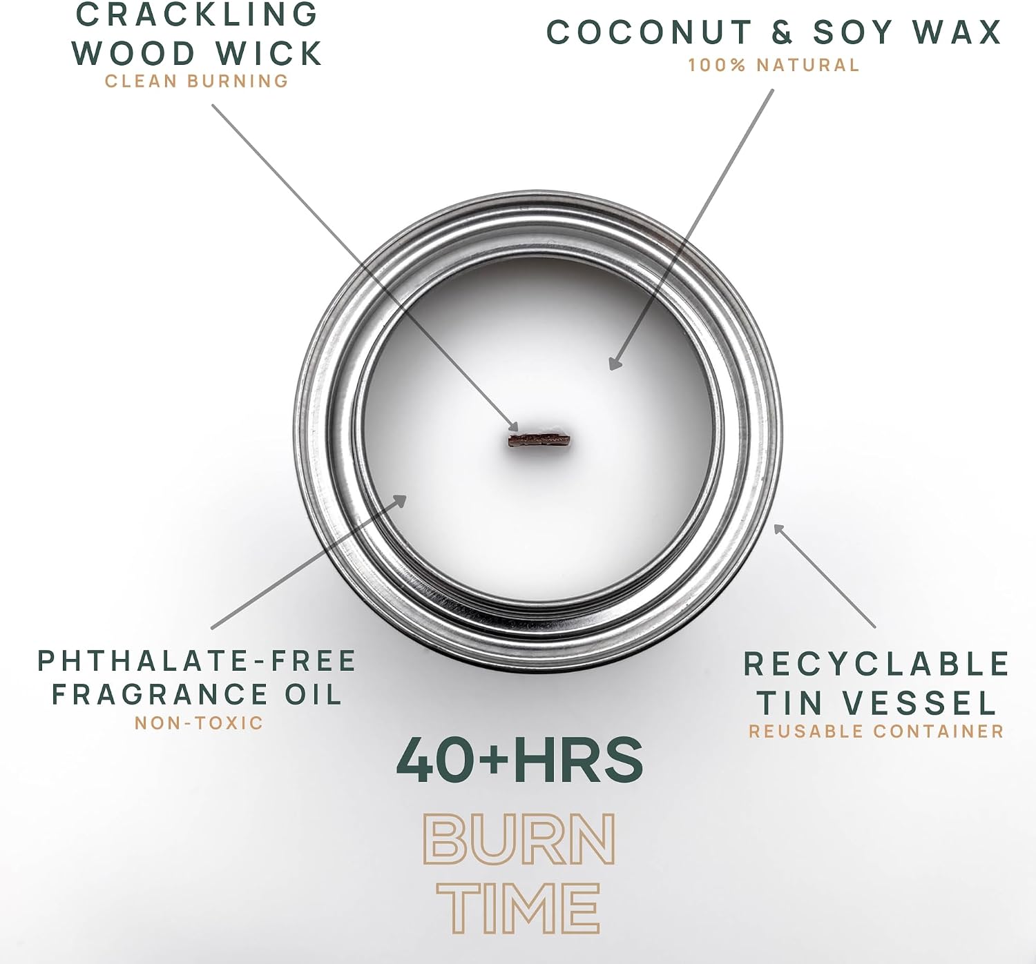 Vegan, Non-Toxic, Wood Wick, Natural Coconut Soy Wax Aromatherapy Candle, Clean Burning (Arroz con Leche)