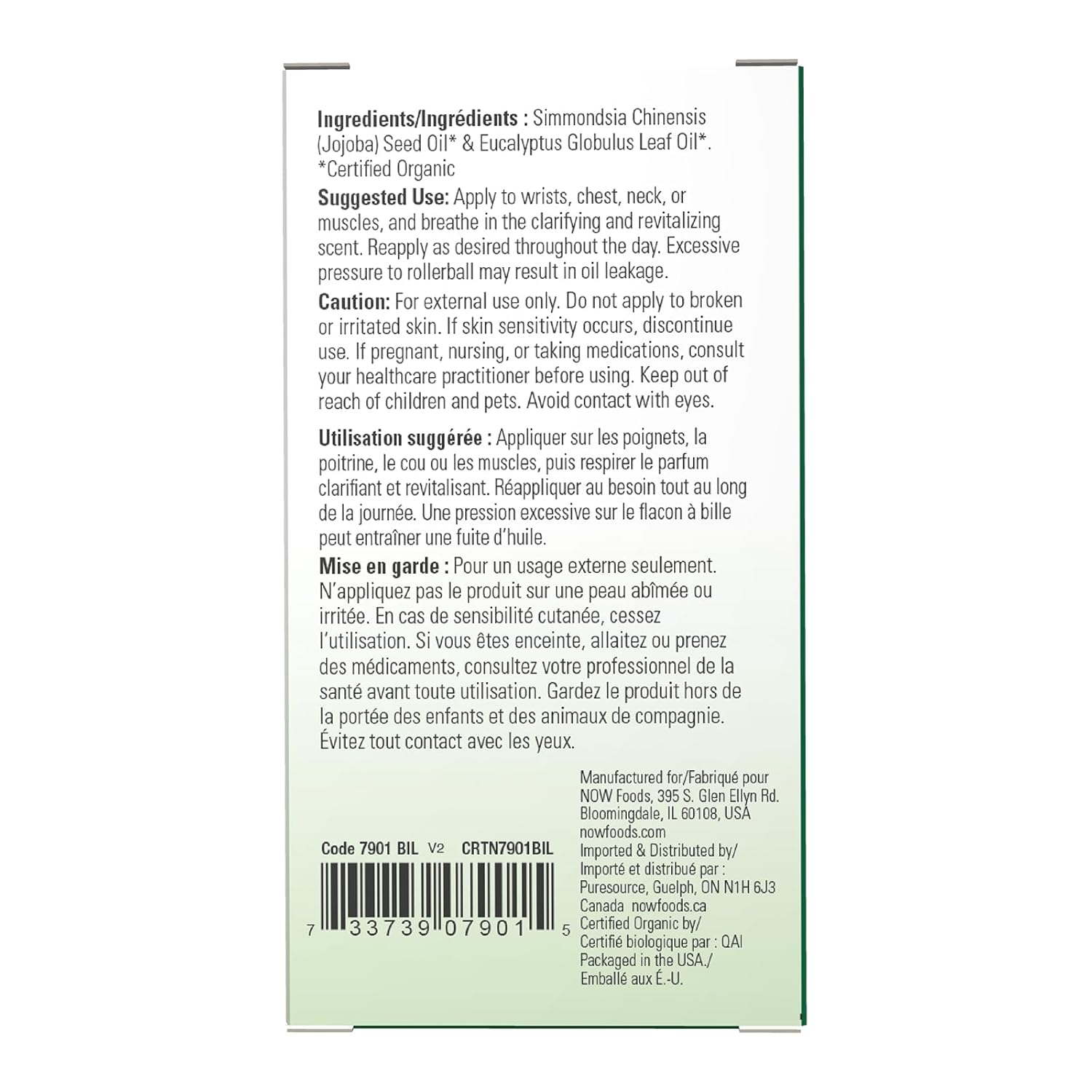 NOW Foods Essential Oils, Eucalyptus Roll-On, Certified Organic, Clarifying Blend, Steam Distilled, Topical Aromatherapy, 10-mL