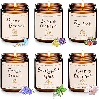 Scented Candles Set, 6 Pack Soy Wax Candles for Home, 42 oz 300 Hours Fresh Spring Summer Scents, Long Burning Candle Gift for Bedroom Bathroom Kitchen